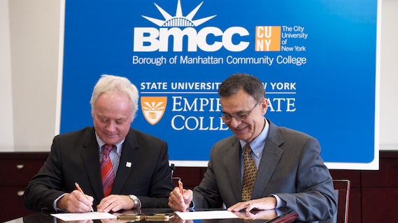 State University of New York (SUNY) Empire State College President Alan R. Davies and BMCC President Antonio Pérez